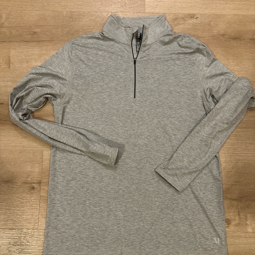 Vuori Gray Long Sleeve Tee with Quarter Zip